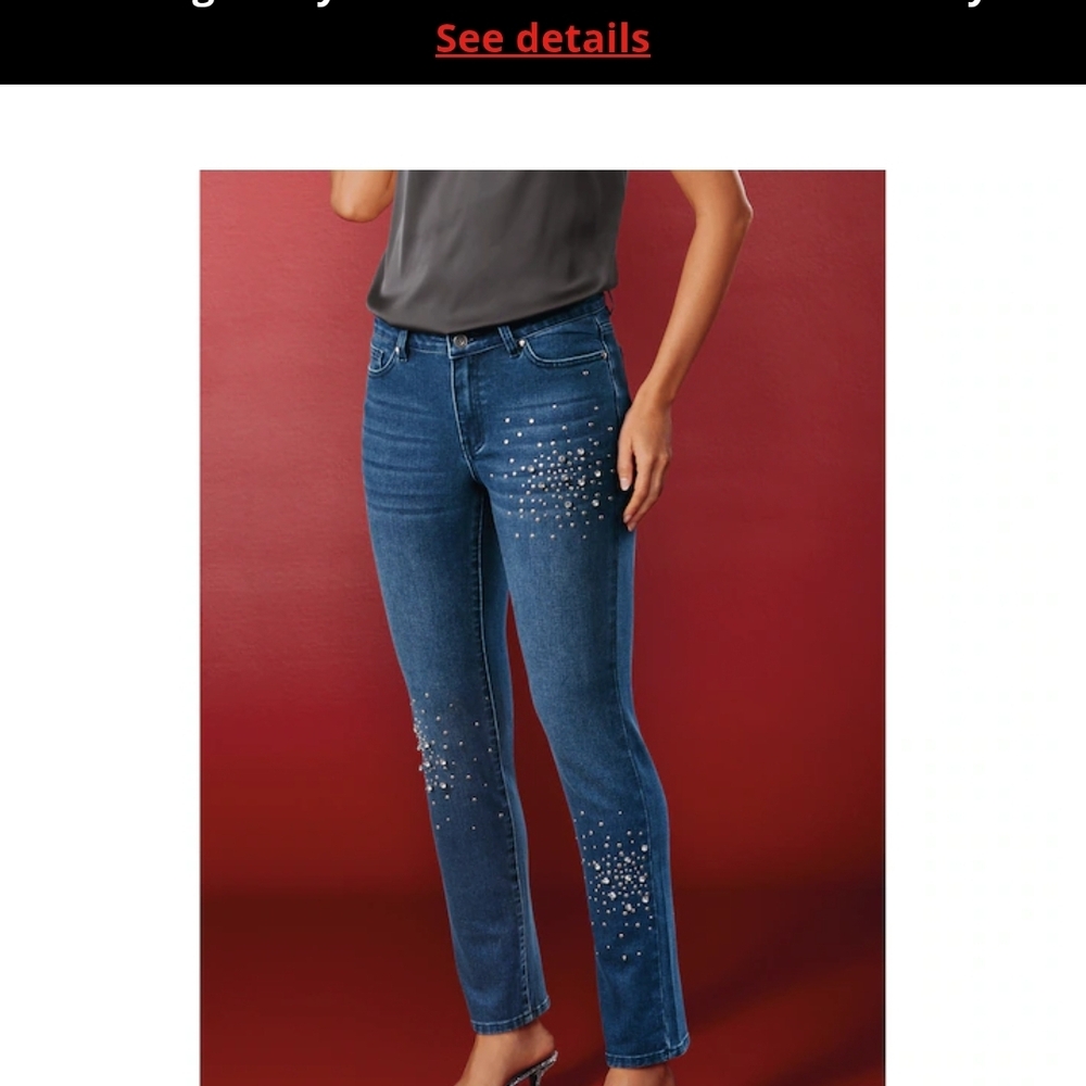 Midnight Velvet Blue Skinny Jeans with Sparkle Accents NWT